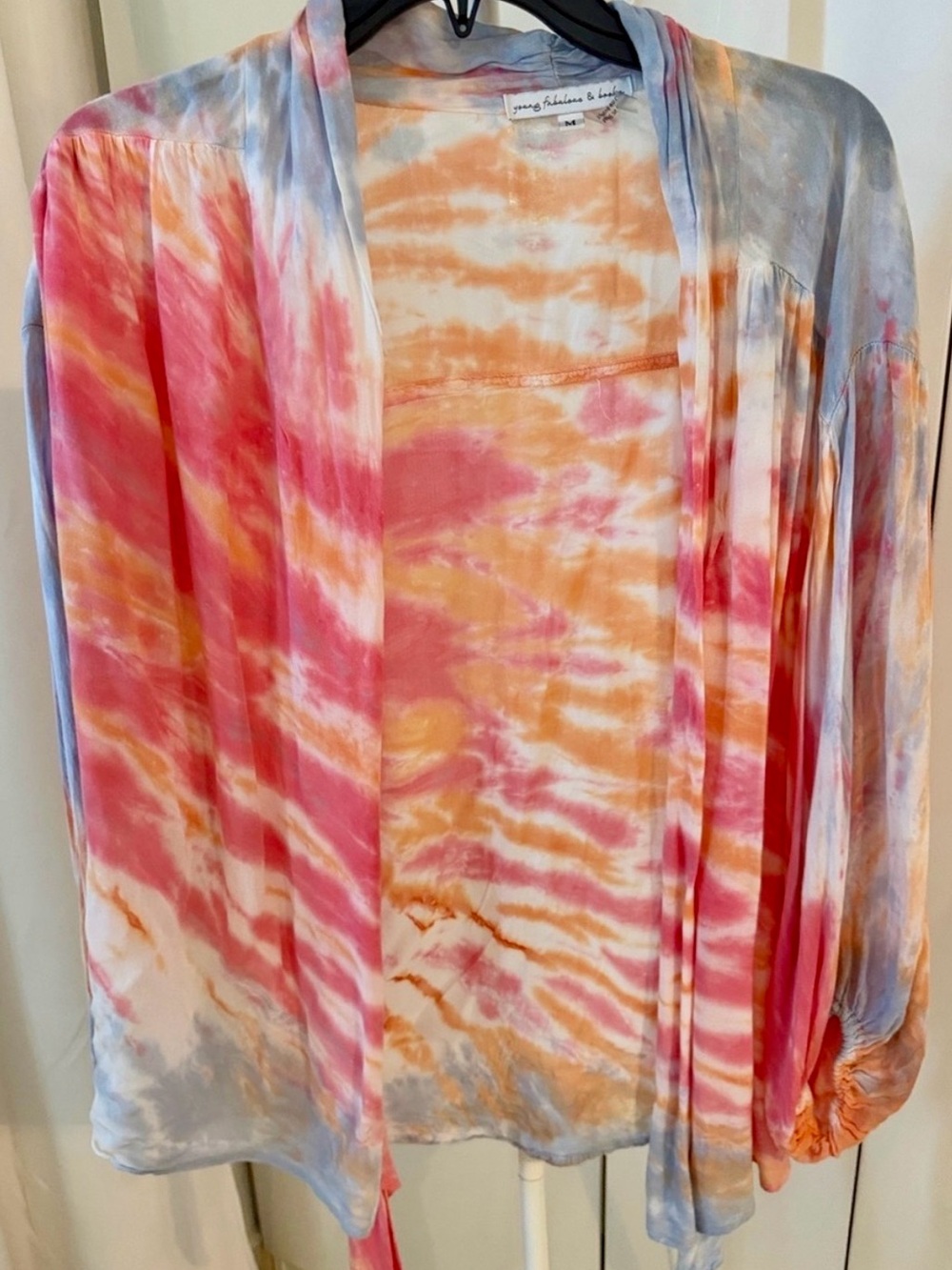 Tie-Dye Wrap Cardigan in Pink, Orange & Blue
